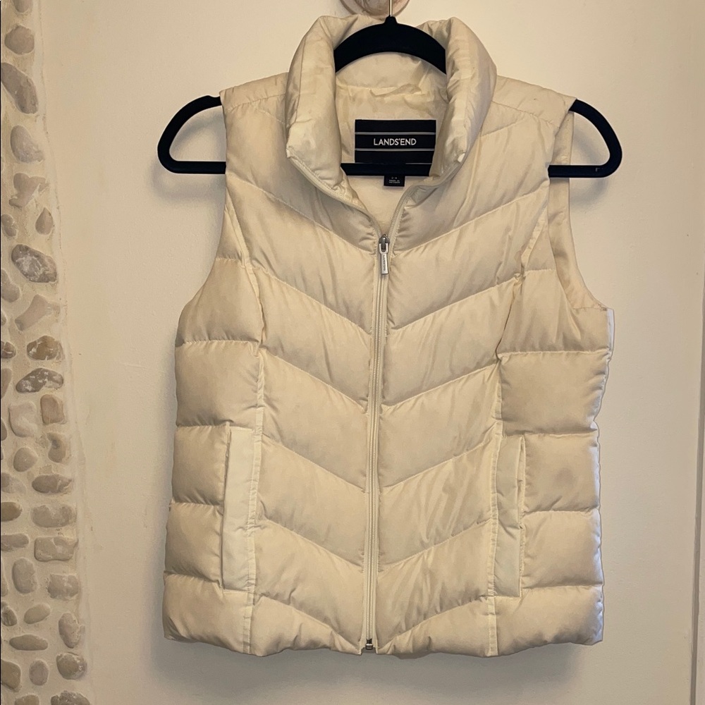 Lands' End Women's Off-White Quilted Vest